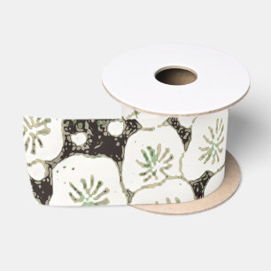 Ruban En Satin Fleur japonaise vintage 1902 : Fleur noire et blan