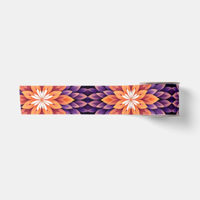 Ruban En Satin Fleur orange violet et blanc (Devant)