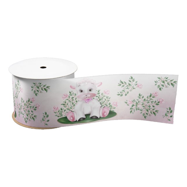 Ruban En Satin Fleur rose d'agneau (Bobine)