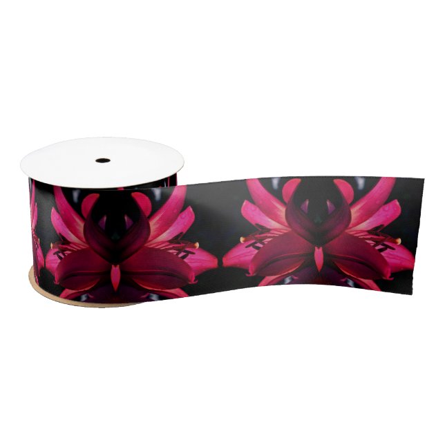 Ruban En Satin Fleur rouge Abstraite (Bobine)