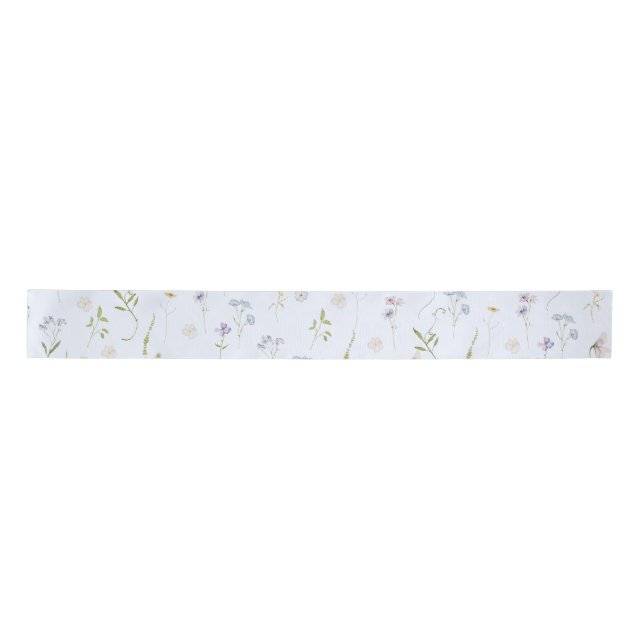 Ruban En Satin Fleur sauvage bleu Floral élégant été (Devant)