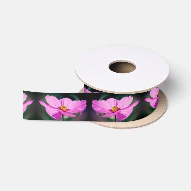 Ruban En Satin Fleur sauvage Cosmos rose unique (Bobine)