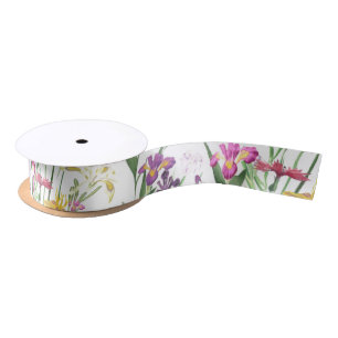 Ruban En Satin Fleur sauvage Iris Garden Floral rose Jaune Faveur
