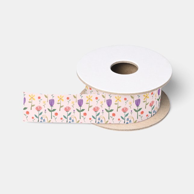 Ruban En Satin Fleur Sauvage Pastel (Bobine)