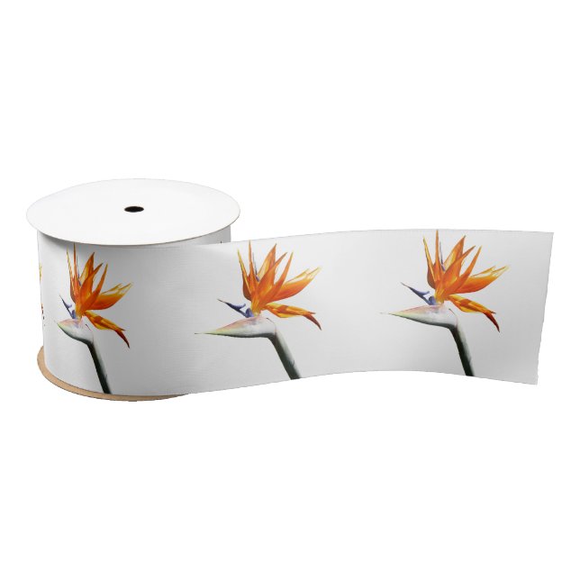 Ruban En Satin Fleur tropicale orange oiseau de paradis (Bobine)