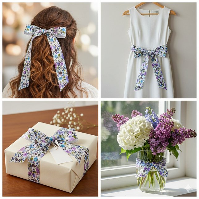 Ruban En Satin Fleur violet et bleu (Créateur téléchargé)