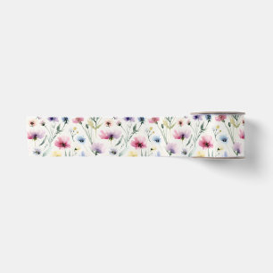 Ruban En Satin Fleurs à l'aquarelle
