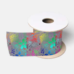 Ruban En Satin Fleurs Arc En Ciel