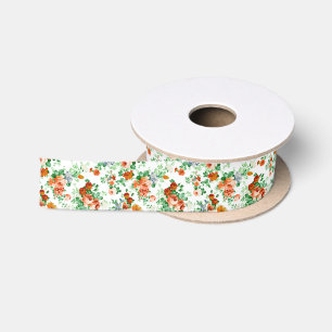 Ruban En Satin Fleurs Assorties Colorées Avec Des Roses Roses & R