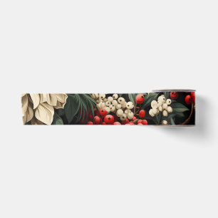 Ruban En Satin Fleurs audacieuses de Noël/Vacances, baies et Feui
