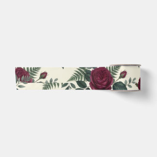 Ruban En Satin Fleurs bordeaux et vert forêt