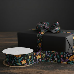 Ruban En Satin Fleurs d'art populaire et papillons