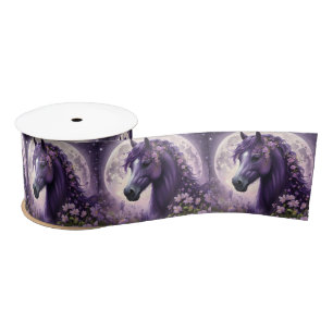Ruban En Satin Fleurs de lune de cheval pourpres, Imaginaire