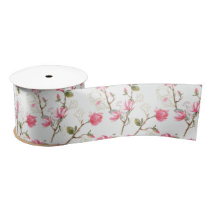 Ruban En Satin Fleurs de magnolia rose Baptême de mariage de prin