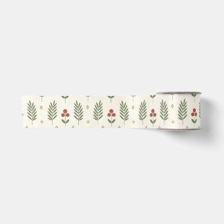 Ruban En Satin Fleurs de Noël minimales scandinaves sans couture