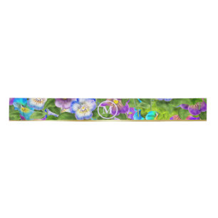 Ruban En Satin Fleurs de Pensée Violette de Naissance en Monogram