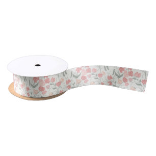 Ruban En Satin Fleurs de pois doux en rose doux sur arrière - pla