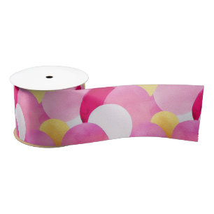 Ruban En Satin Fleurs de printemps peintes vibrant à l'aquarelle