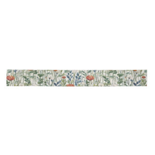 Ruban En Satin Fleurs de printemps sauvages Aquarelle Art