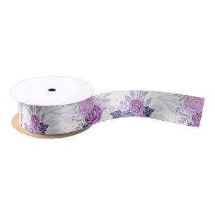 Ruban En Satin Fleurs élégantes féminines florales rose violet 