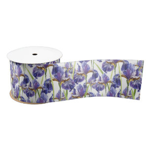 Ruban En Satin Fleurs Iris Violettes