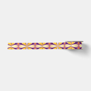 Ruban En Satin Fleurs Jaune Violet Orange