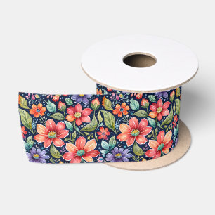 Ruban En Satin Fleurs multicolores modernes
