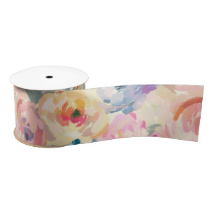 Ruban En Satin Fleurs Pastel Abstraites colorées Motif Floral