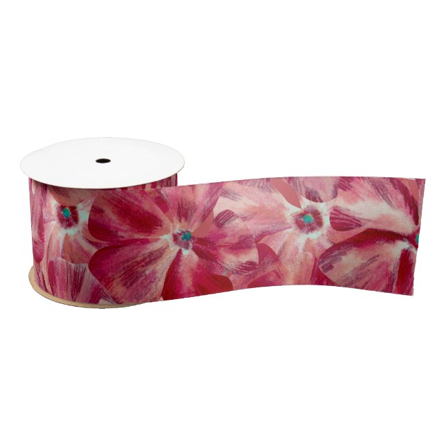 Ruban En Satin Fleurs rouges modernes aquarelle motif floral (Bobine)