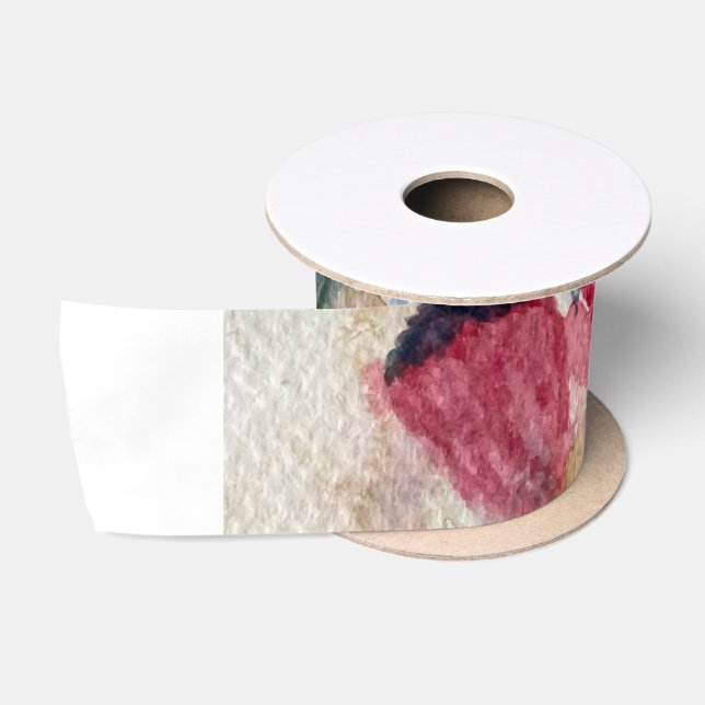 Ruban En Satin Fleurs sauvages avec coquelicots  (Bobine)