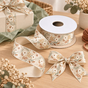 Ruban En Satin Fleurs sauvages de sauge terracotta neutre doux
