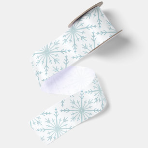 Ruban En Satin Flocon de neige aquarelle blanc et bleu