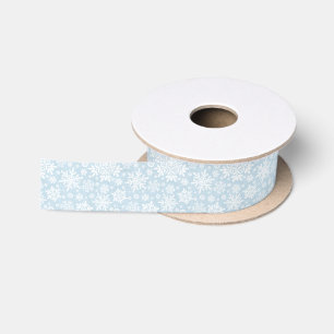 Ruban En Satin Flocon de neige blanc élégant (bleu givré)