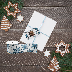Ruban En Satin Flocon de neige bleu épicé