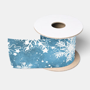 Ruban En Satin Flocons de neige,Bleu,Noël