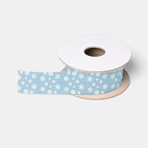Ruban En Satin Flocons de neige de Wonderland hivernal Motif bleu