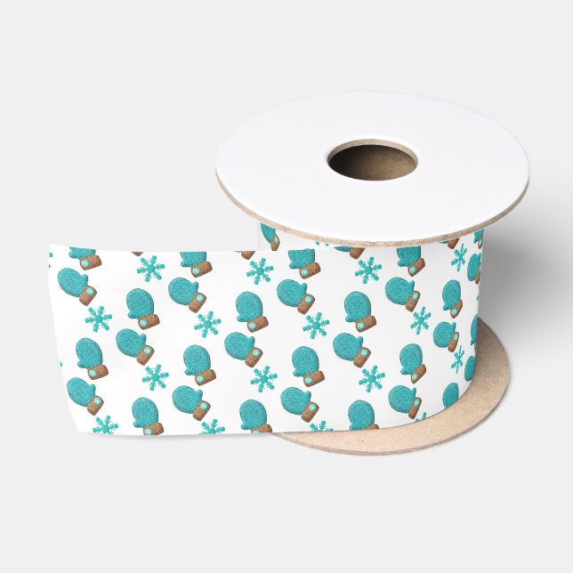 Ruban En Satin Flocons de neige et Mitaines (Bobine)