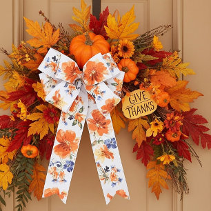 Ruban En Satin Floral orange et bleu