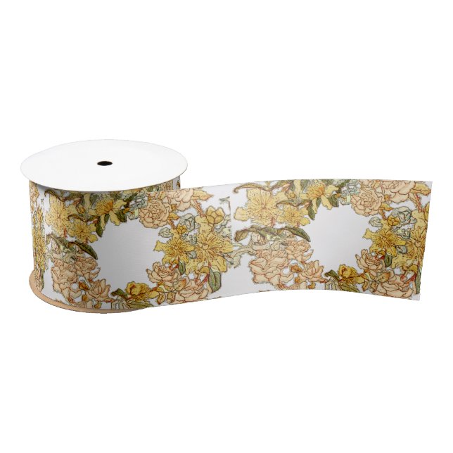 Ruban En Satin Floral Spring Fleur de couronne rose Fleurs Art (Bobine)