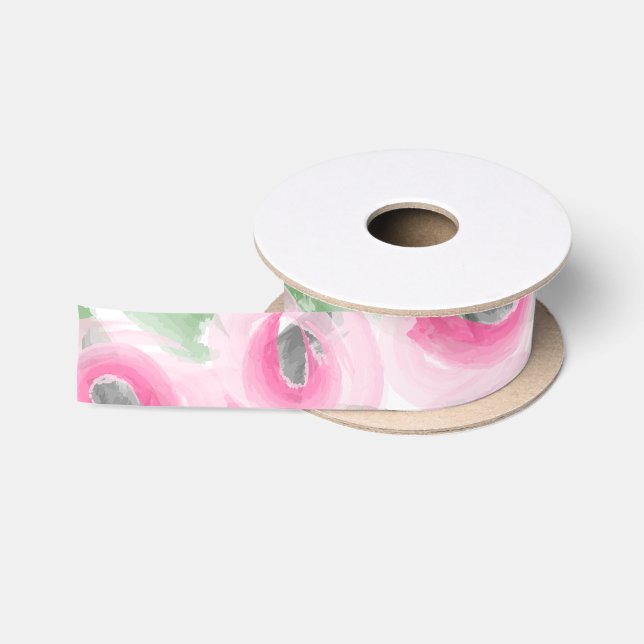 Ruban En Satin Flore aquarelle (Bobine)