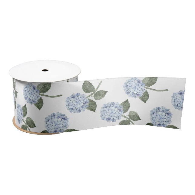 Ruban En Satin Flore bleu Hydrangea (Bobine)