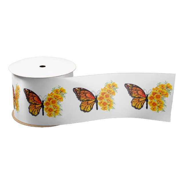 Ruban En Satin Flower Butterfly with Yellow California Poppy (Bobine)