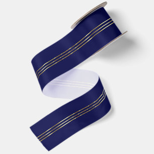 Ruban En Satin Fond bleu foncé avec accent de rayures brillantes