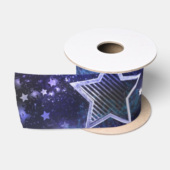 Ruban En Satin Fond spatial avec étoiles (Bobine)