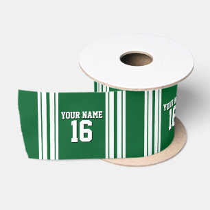 Ruban En Satin Forest Green White Team