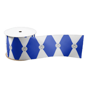 Ruban En Satin Forme géométrique diamant bleu d'Arlequin