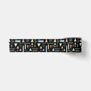 Ruban En Satin Formes géométriques noir motif