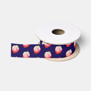 Ruban En Satin fraise d'aquarelle en marine