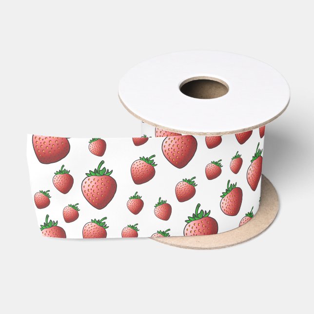 Ruban En Satin Fraise et fraises (Bobine)