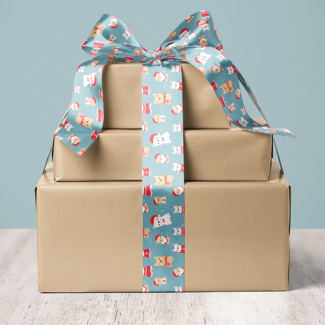 Ruban En Satin Français Bulldog Français Motif de Noël (Créateur téléchargé)